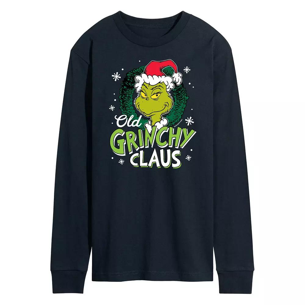Men's Dr. Seuss Grinch Old Grinchy Claus Long Sleeve Tee,  Product Image