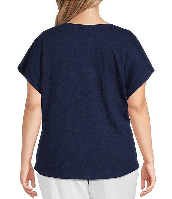 Investments Plus Size Multi Paisley Short Sleeve Embellished Novelty Crew Neck Top Product Image