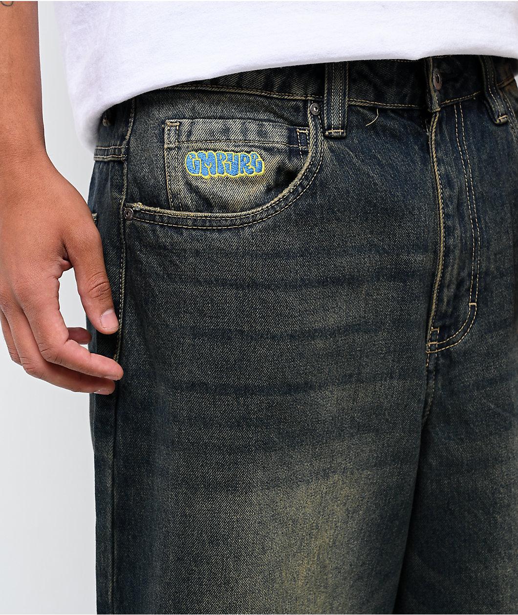 Empyre Ramp Blue Dirty Wash Ultra Wide Skate Jeans Product Image