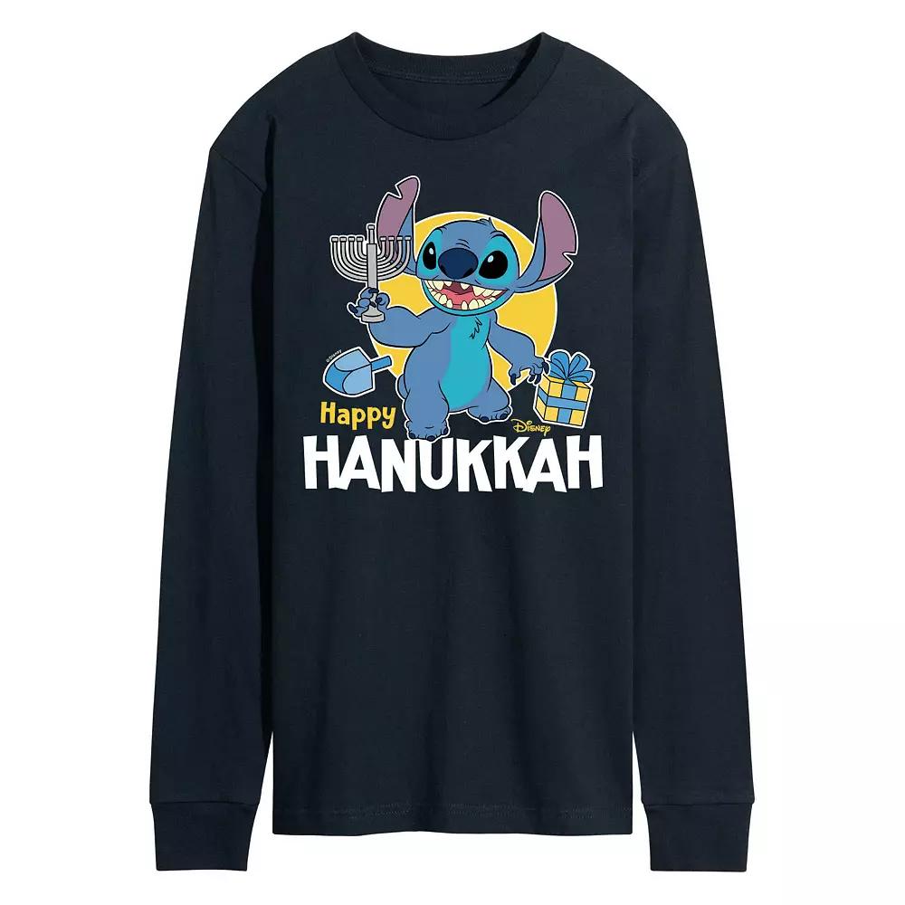 Disney's Lilo & Stitch Men's Happy Hanukkah Stitch Long Sleeve Graphic Tee,  Product Image