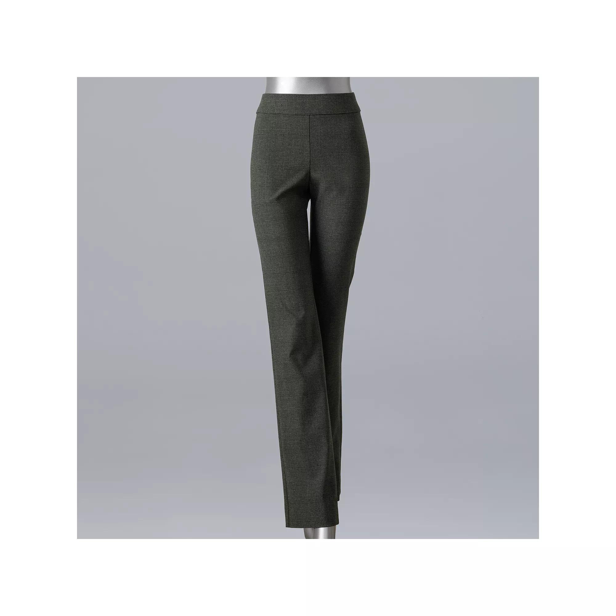 Women's Simply Vera Vera Wang Modern-Fit Bootcut Pants, Size: XXL, Drk Grey Plaid Product Image