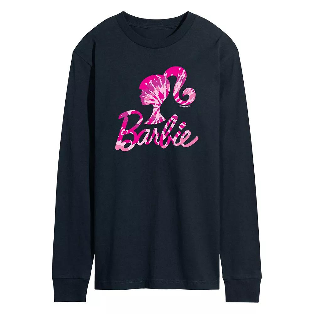 Men's Barbie® Tie Dye Silhouette Logo Long Sleeve Graphic Tee,  Product Image