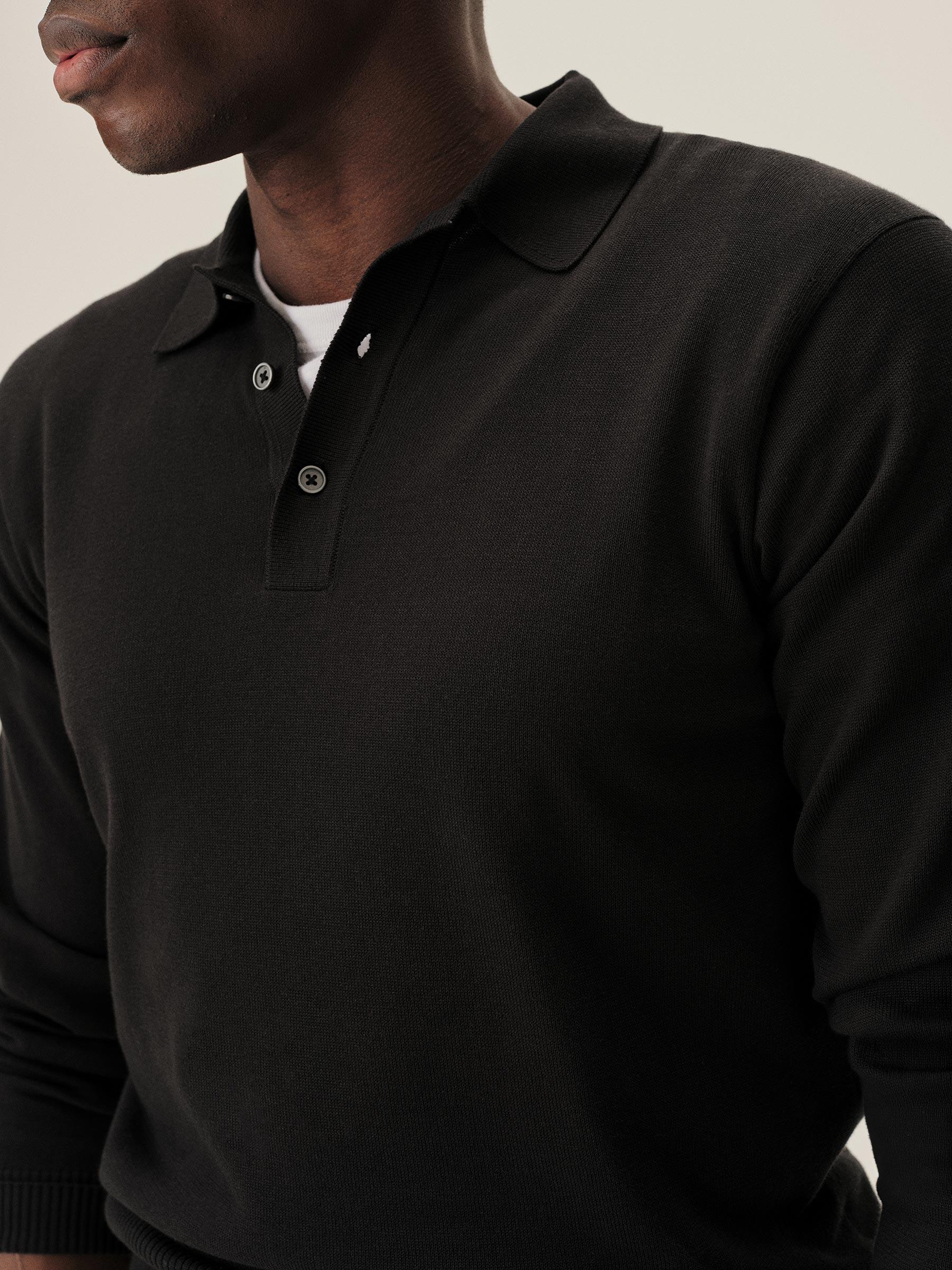 Black Como Cashmere L/S Polo Product Image