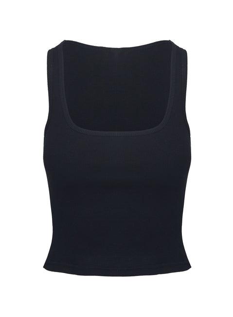 Baseline Square Neck Rib Tank Top Black Product Image