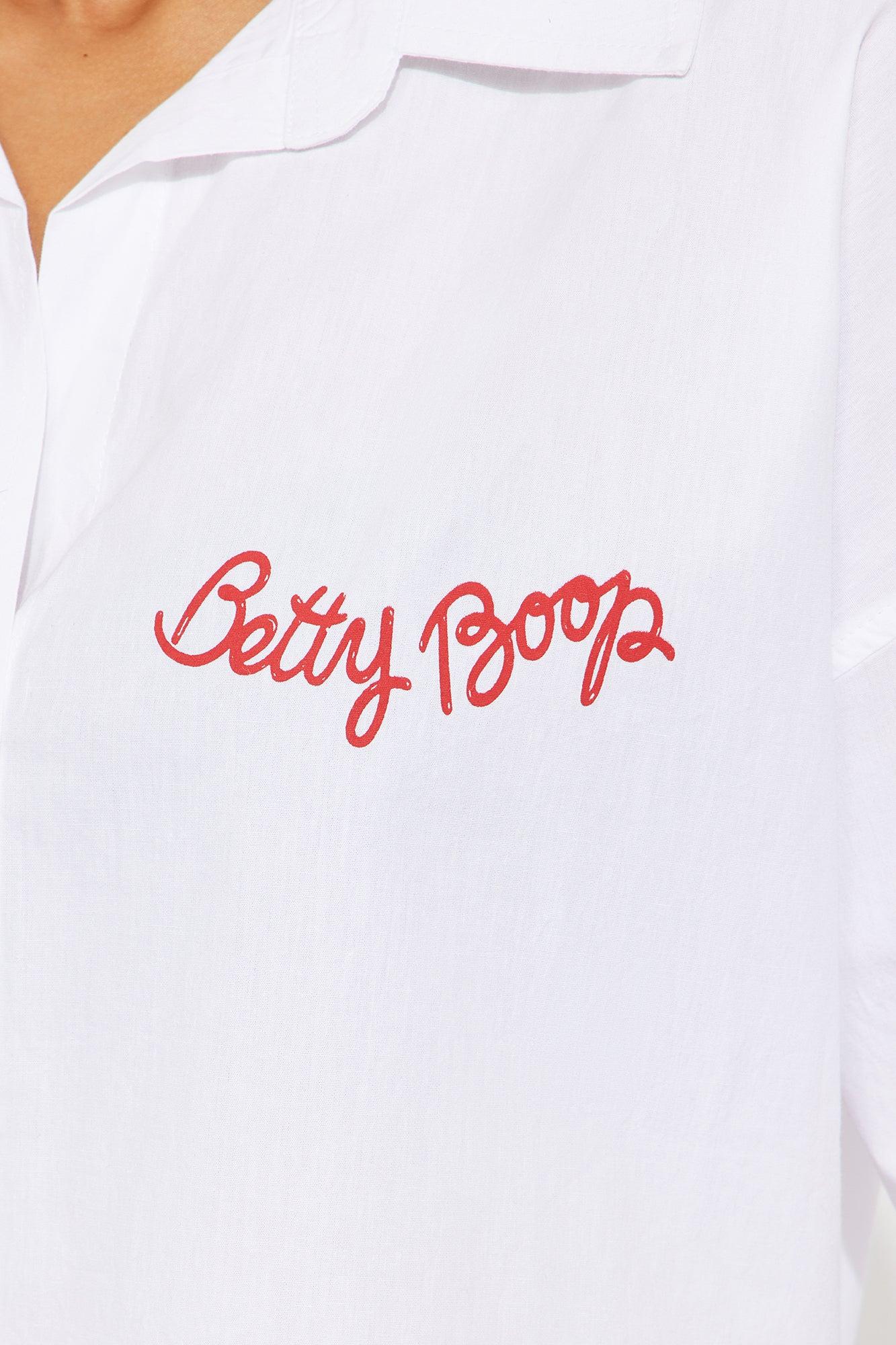 Betty Boop Poplin Top - White Product Image