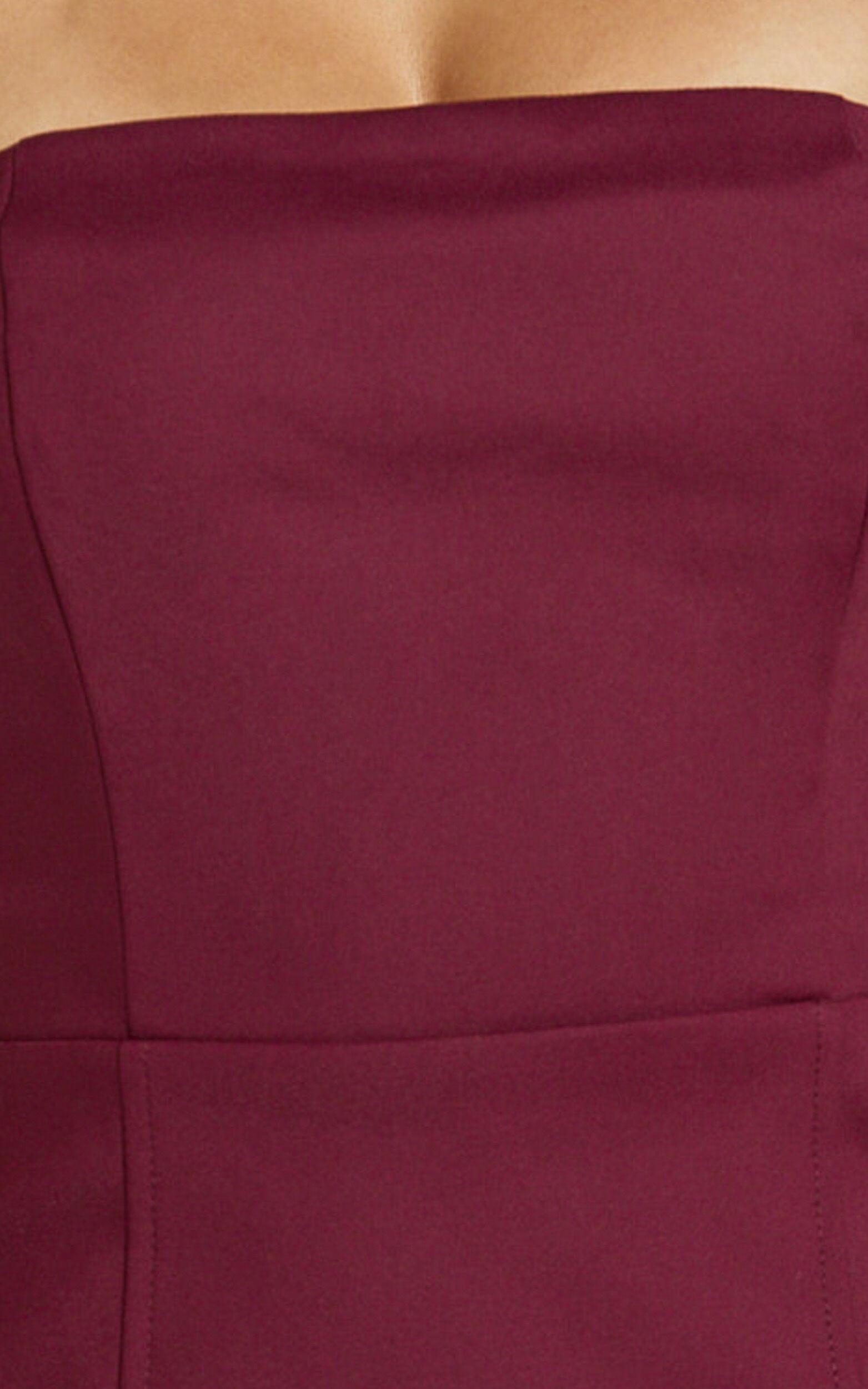 Mica Playsuit - Strapless Fitted Side Split Playsuit in Wine Product Image