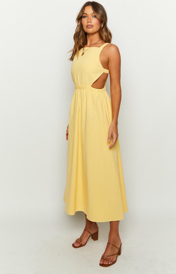Kensington Yellow Backless Midi Dress Product Image