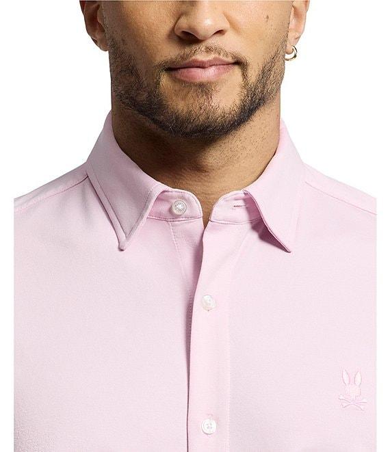 Psycho Bunny Jackson Classic Fit Stretch Knit Spread Collar Solid Dress Shirt Product Image