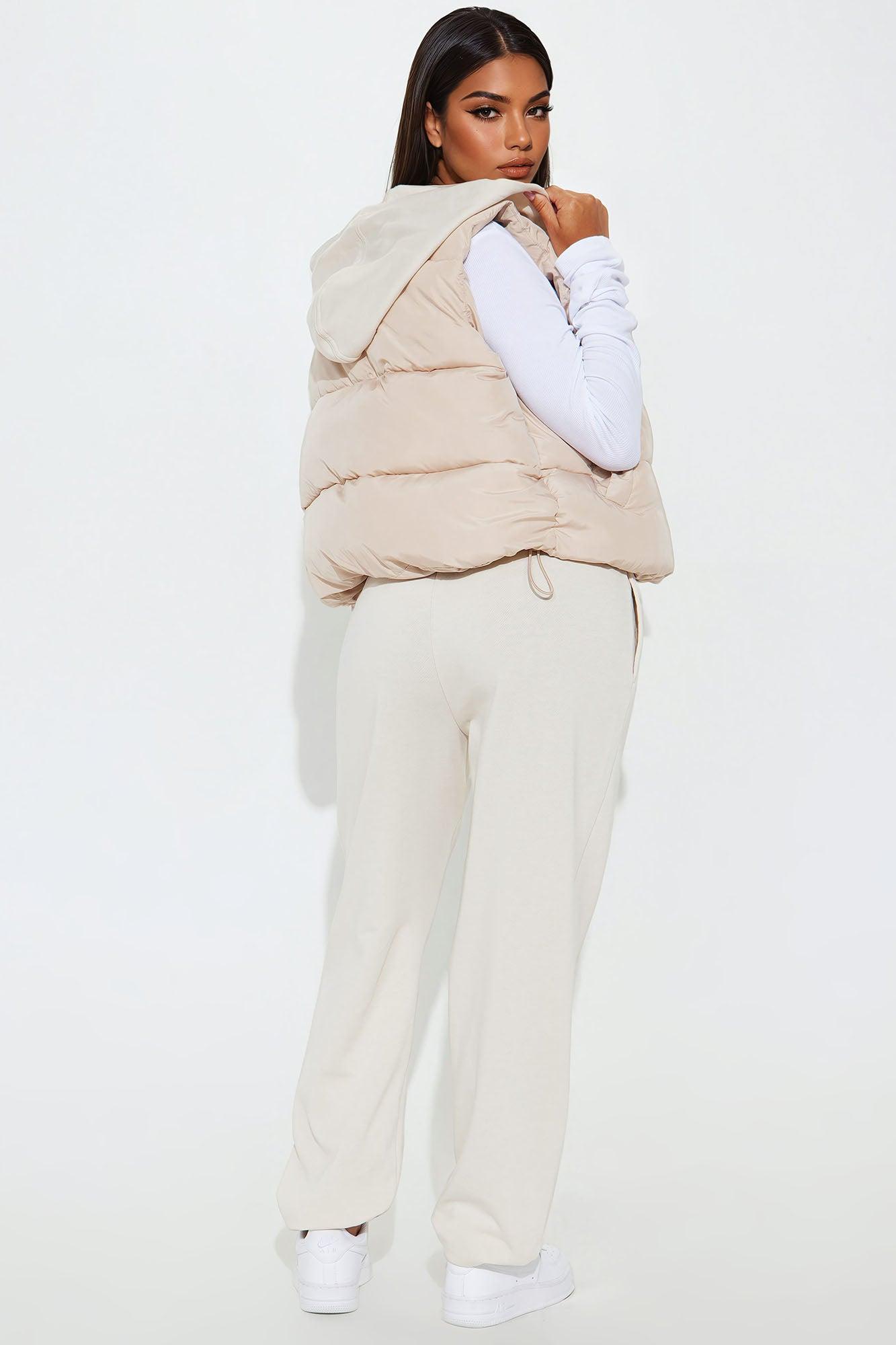 Out And About Puffer Vest Set - Taupe/combo Product Image