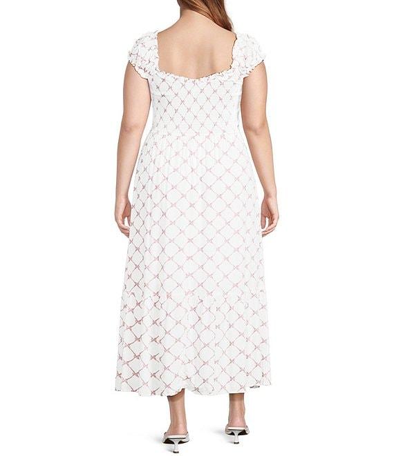 Perch By Blu Pepper Plus Smocked Ruched Sleeve Midi Dress Product Image