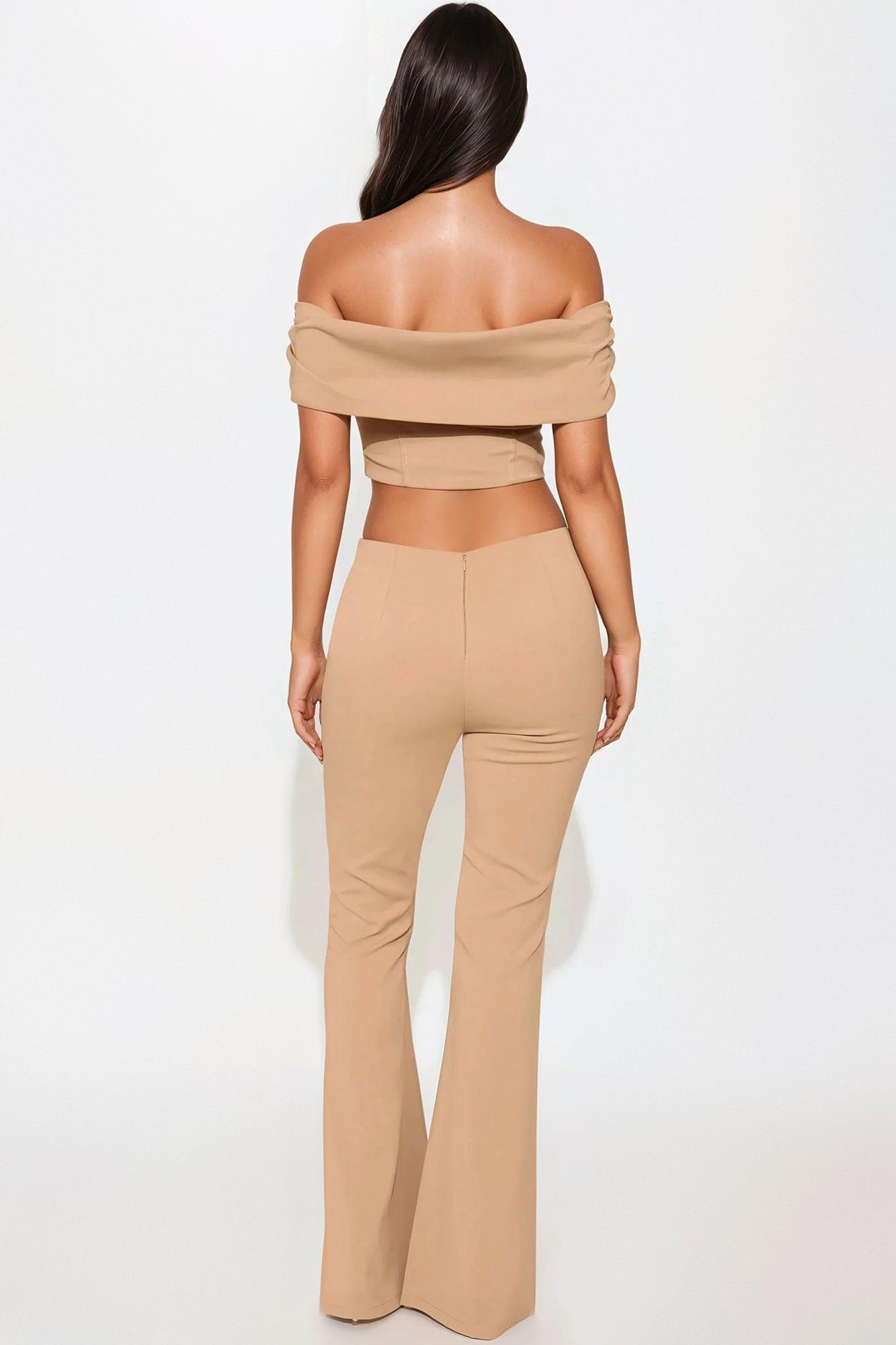 Bella Off Shoulder Pant Set - Taupe Product Image
