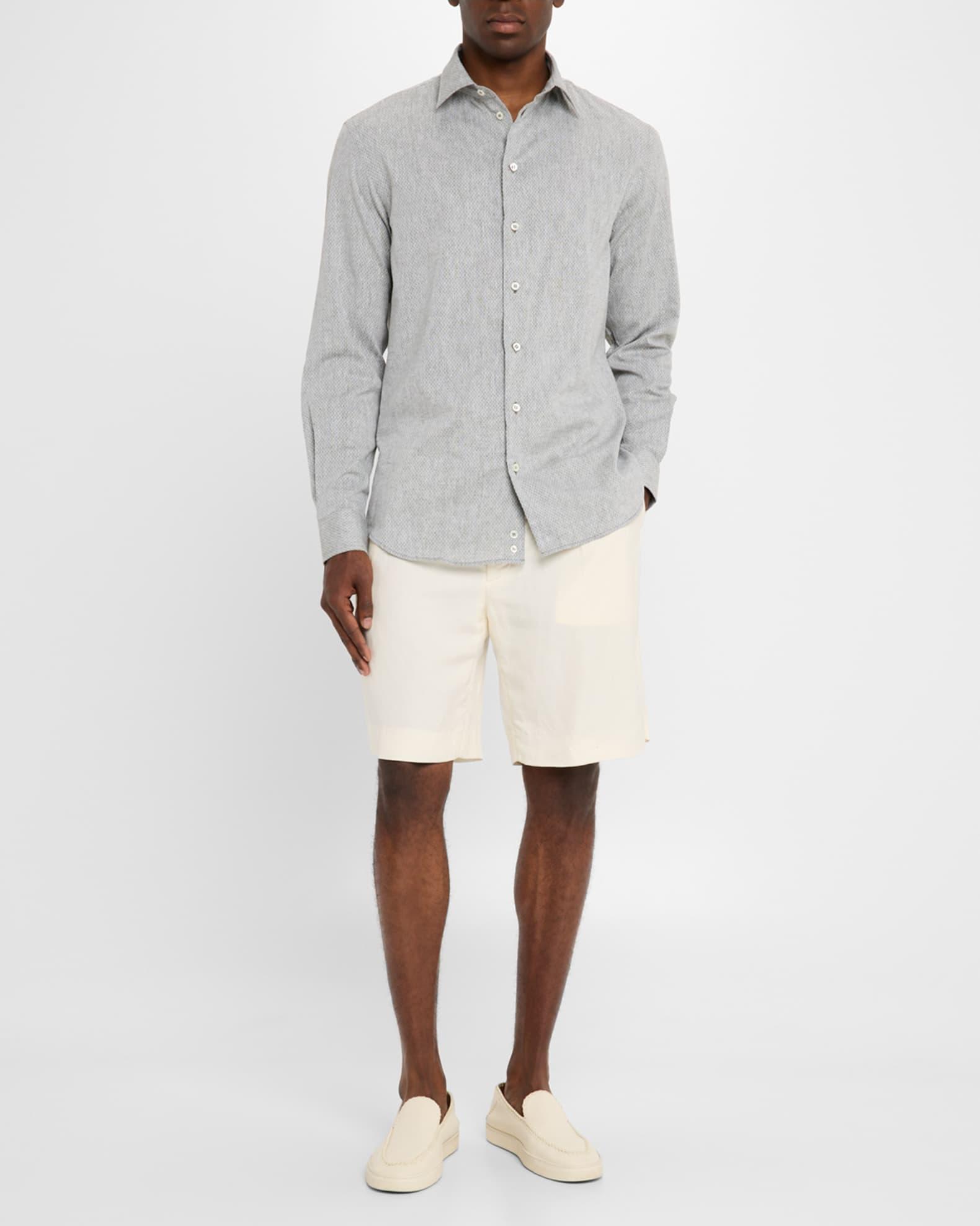 Men's Linen and Cotton Diamond-Print Sport Shirt Product Image