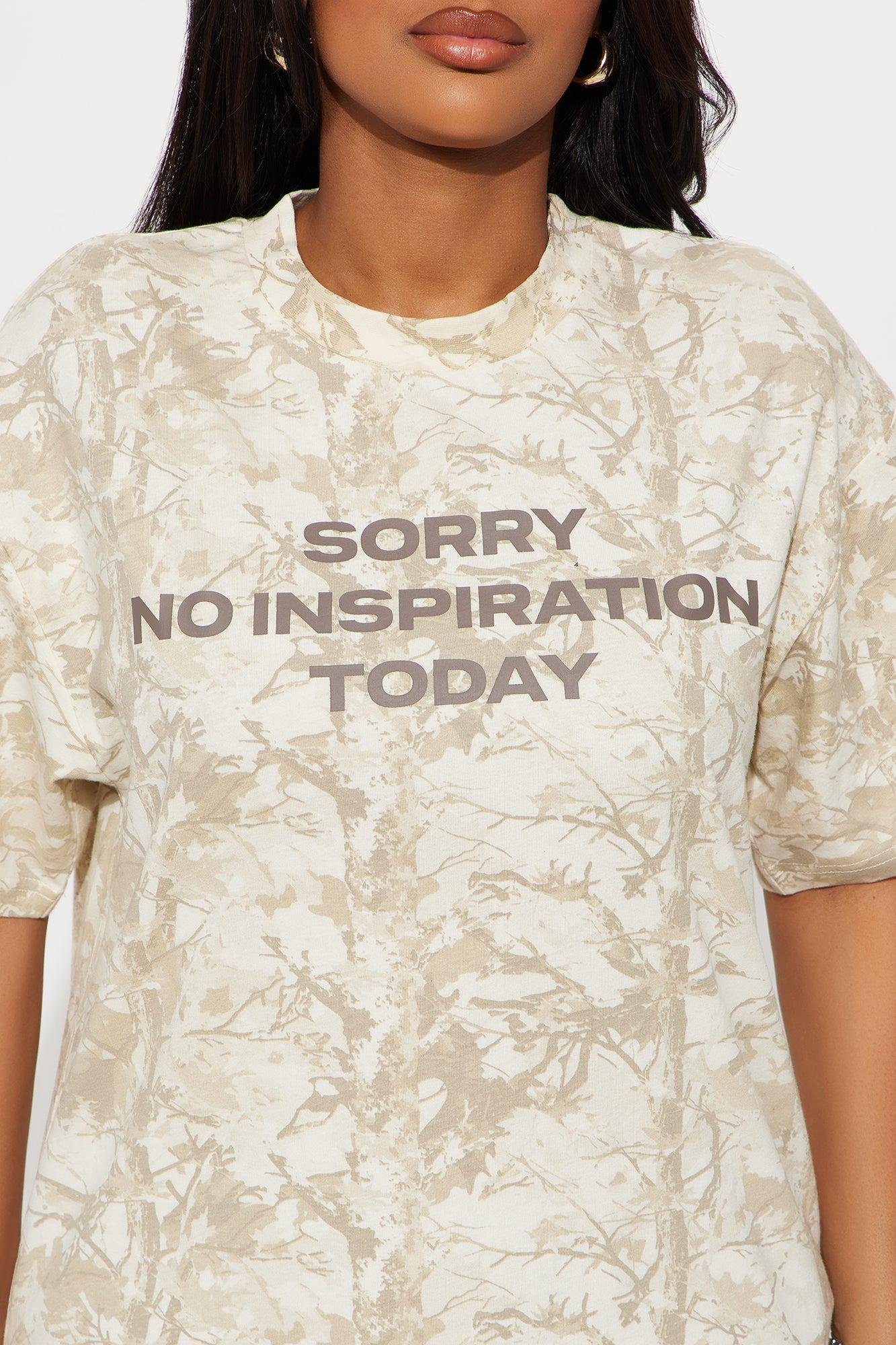 Sorry No Inspo Camo Oversized Tee - Camouflage Female Product Image