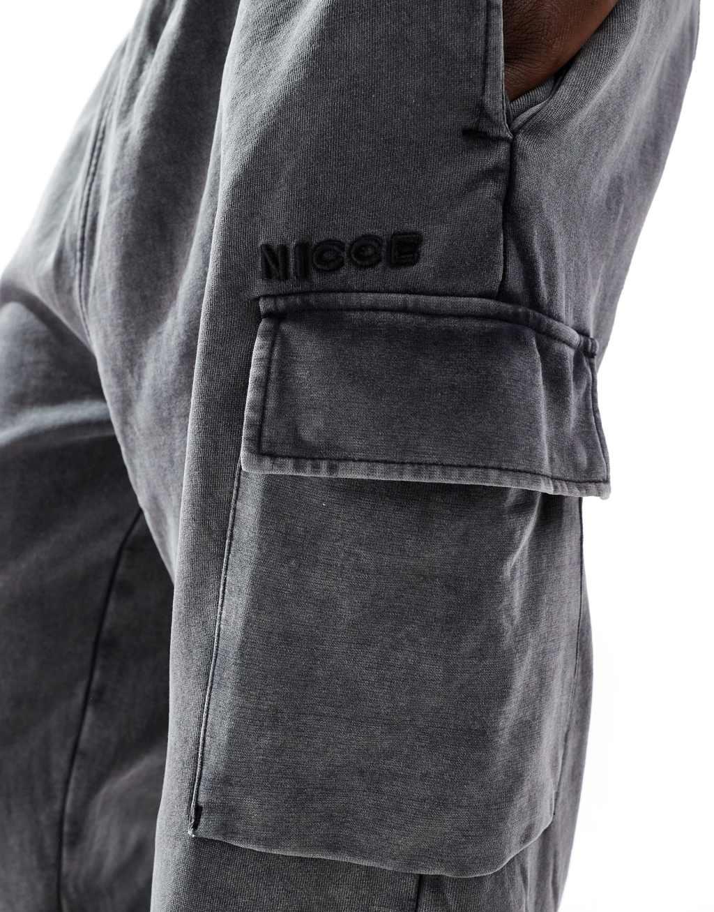 Nicce washed cargo sweatpants in gray - part of a set  Product Image