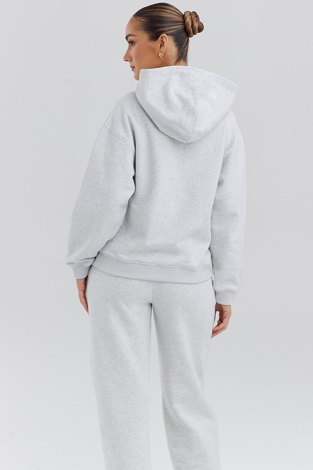 Muse  light grey marl cotton fleece-back hoodie Product Image