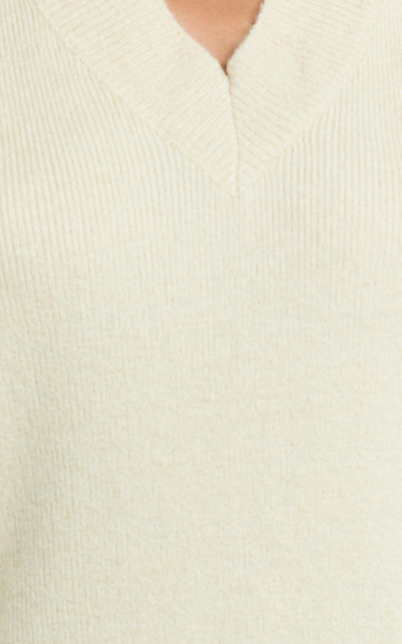 Chenelle Top - Sleeveless Knit Sweater Vest in Stone Product Image