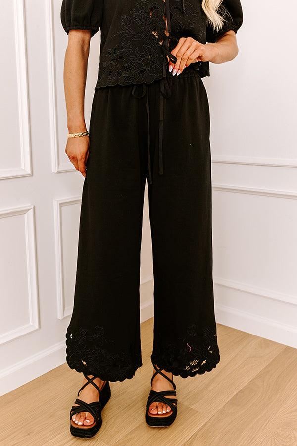 Vineyard Villa High Waist Embroidered Pants in Black Product Image