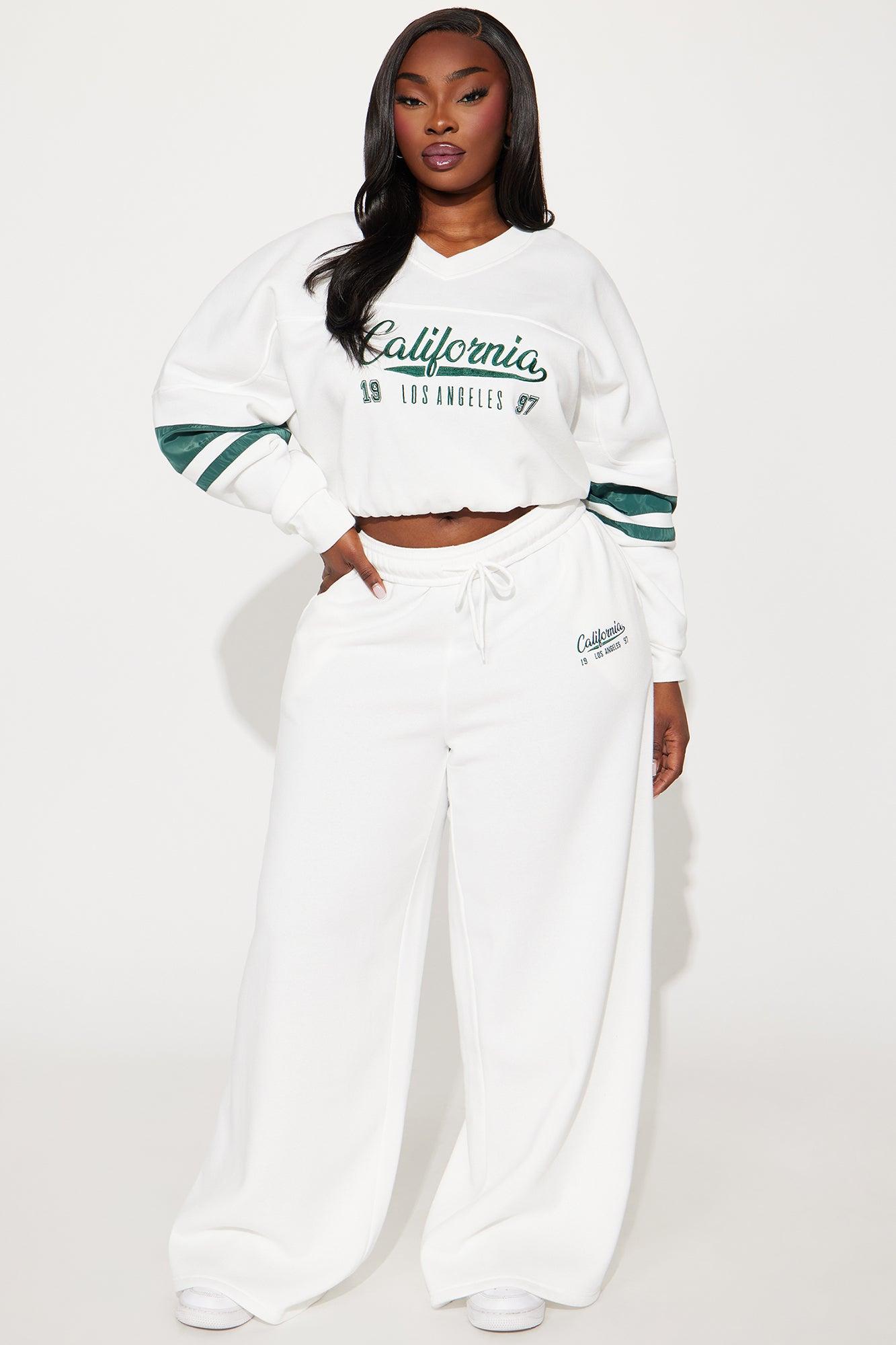 California Dreaming Athletic Wide Leg Pant - White Product Image