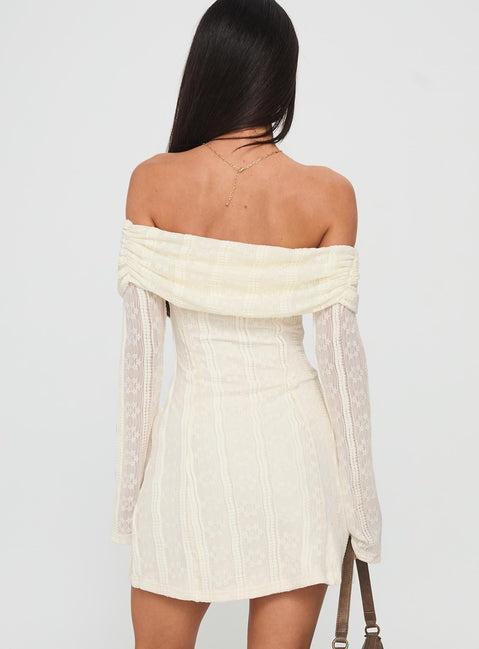 Colettie Long Sleeve Mini Dress Cream Product Image