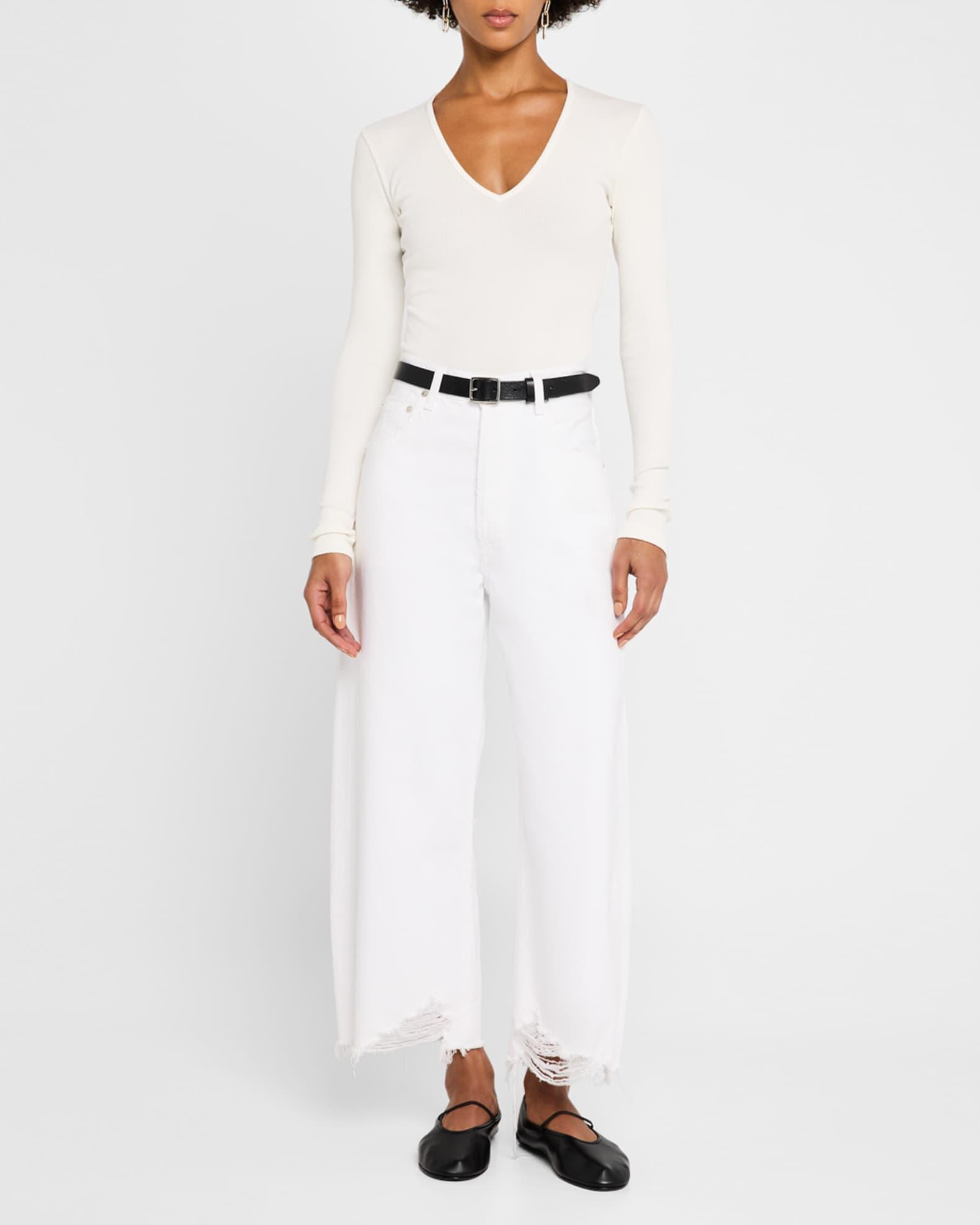 Ayla Wide Crop Raw Hem Jeans Product Image