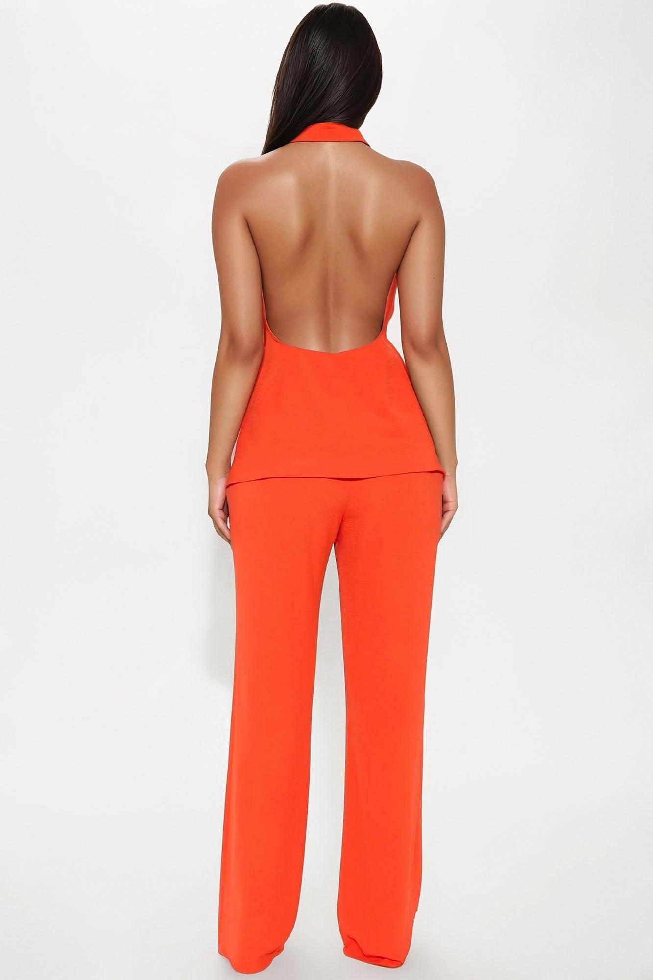 Clementine Backless Vest Pant Set - Orange Female Product Image