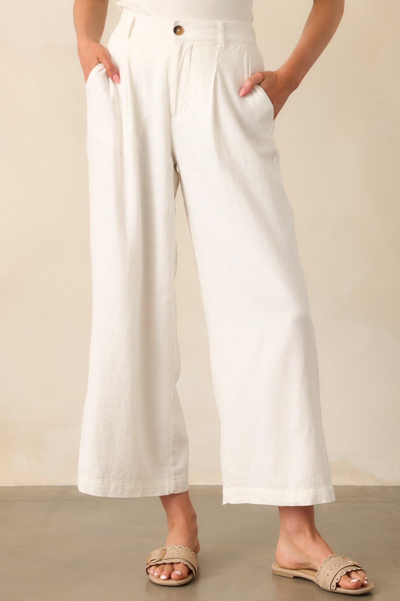 Z Supply White Topanga Wide Leg Linen Pant Product Image