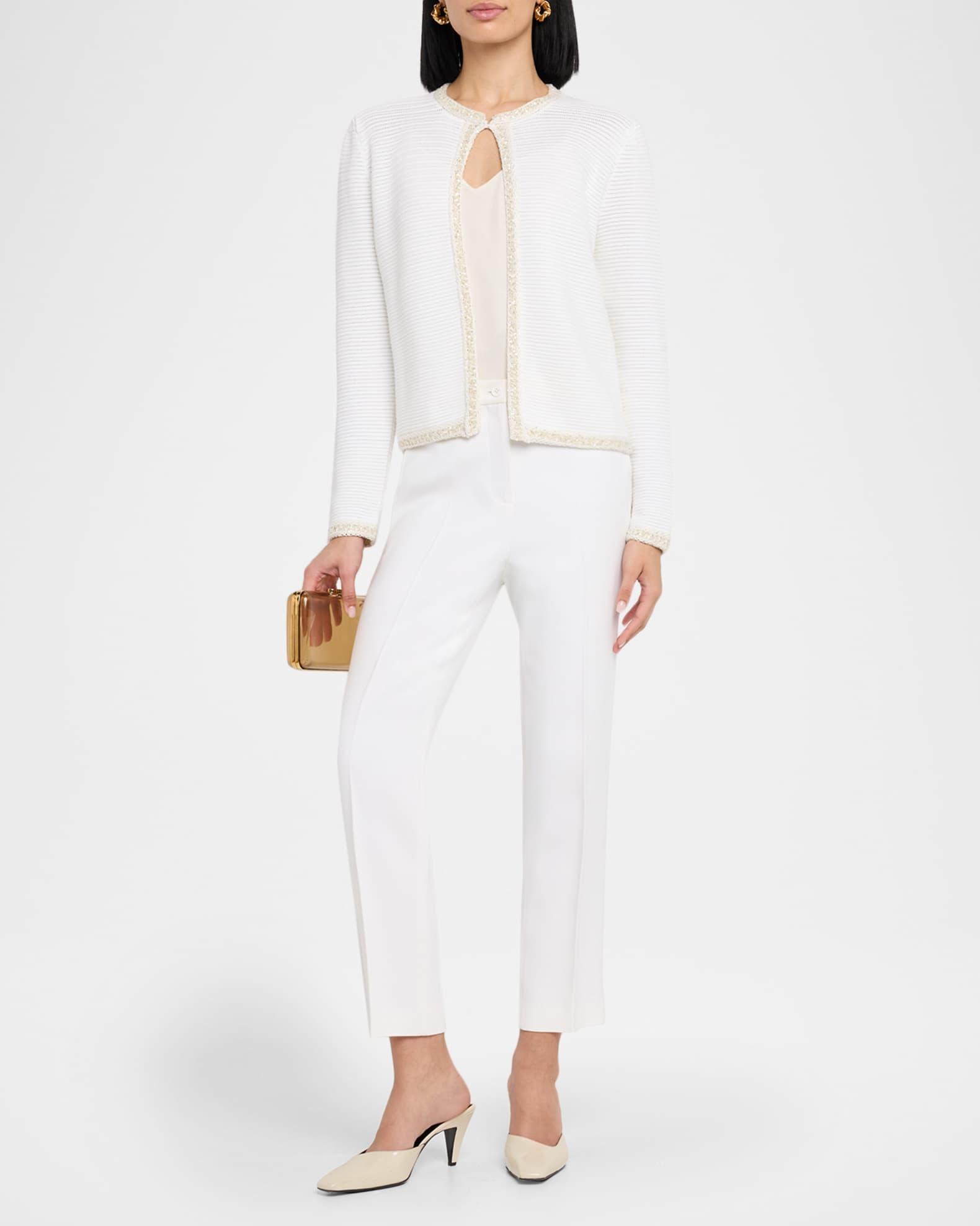 Sequin-Trim Pointelle Knit Cardigan Product Image