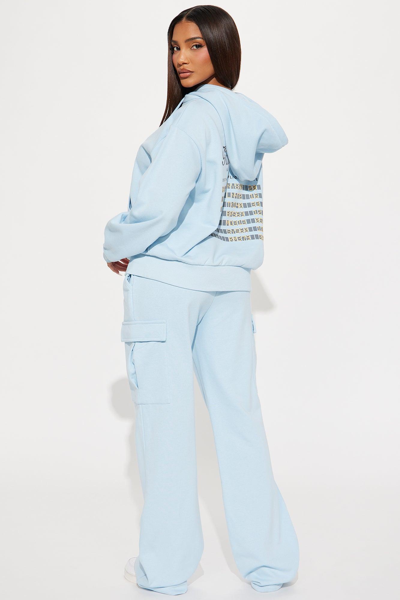 Flight Plan Sweatsuit Set - Light Blue Product Image