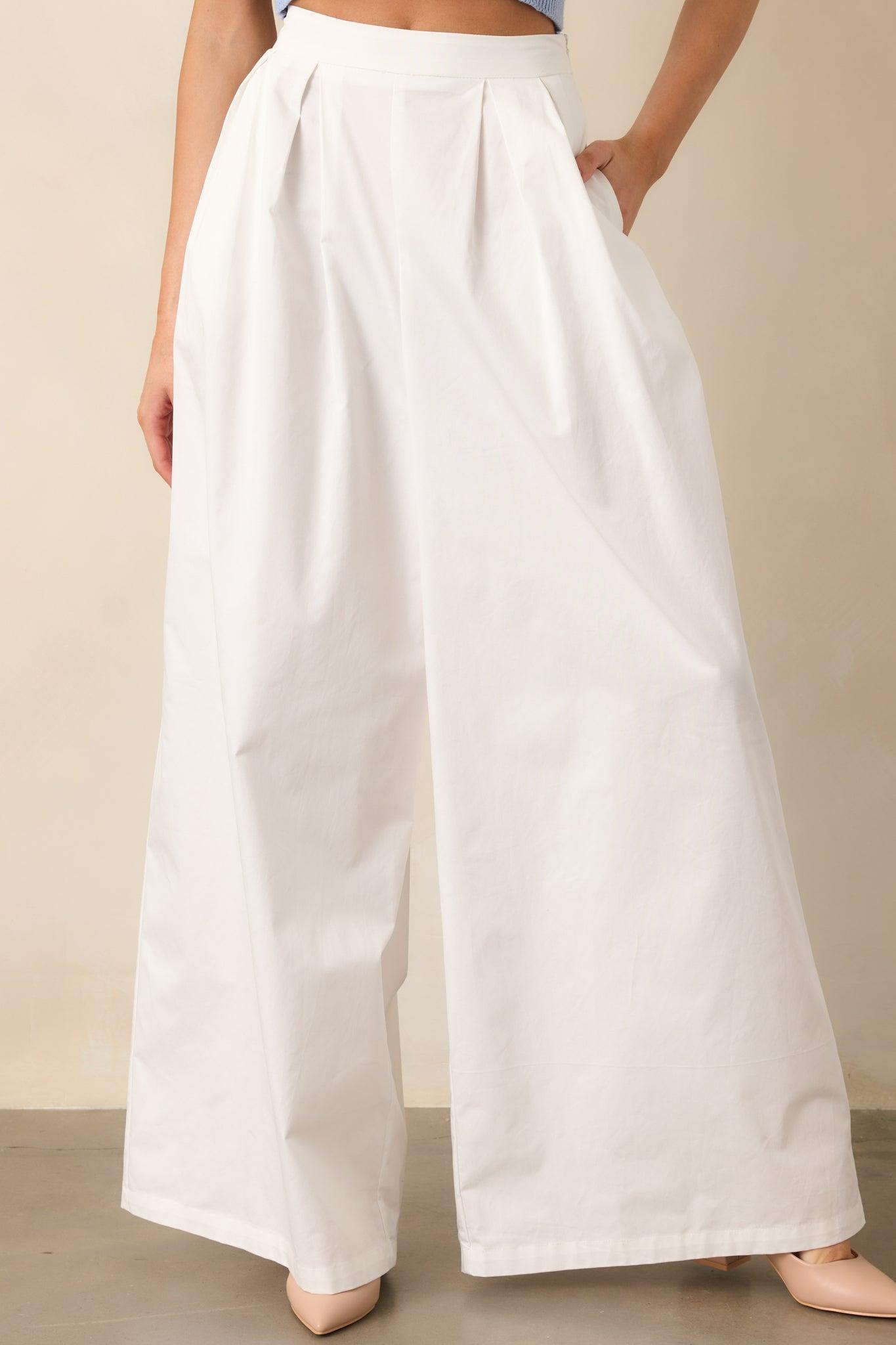 Everyday Bliss Cotton White Wide Leg Pants Product Image