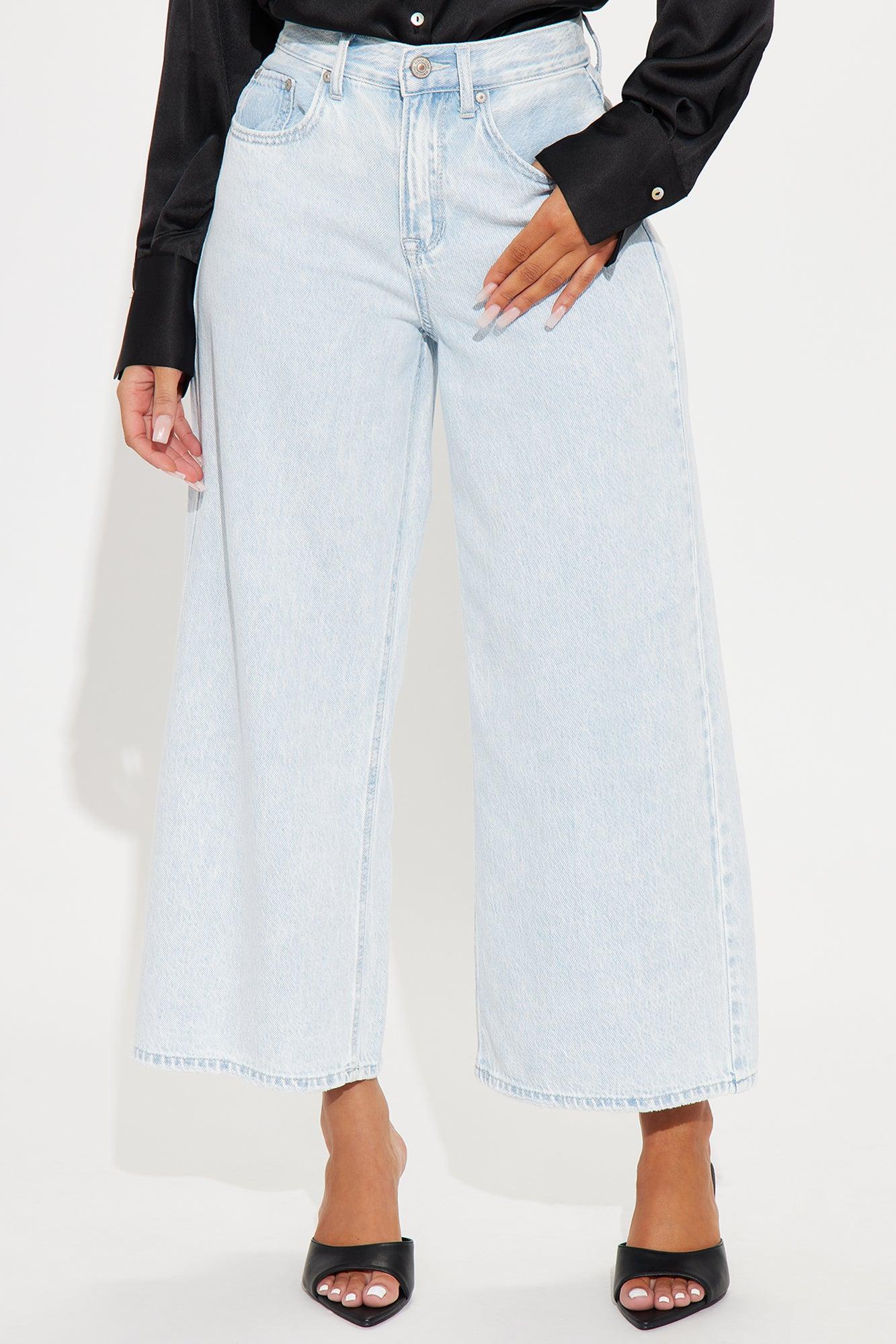 Jemma Cropped Wide Leg Jeans - Light Wash Product Image