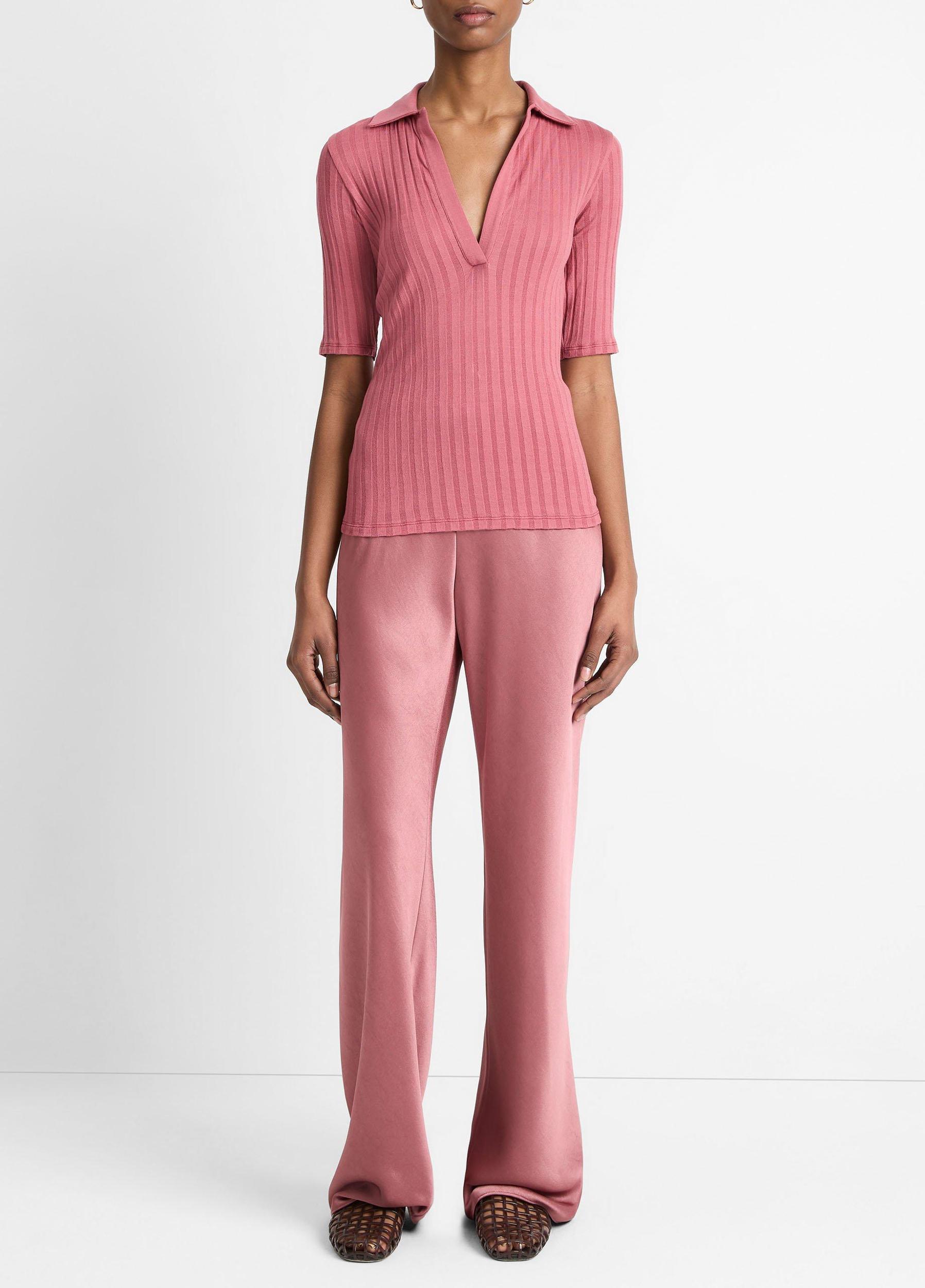 Cotton Elbow-Sleeve Polo Shirt Product Image