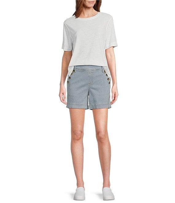 Westbound Button Embellished Pull-On Marina Shorts Product Image