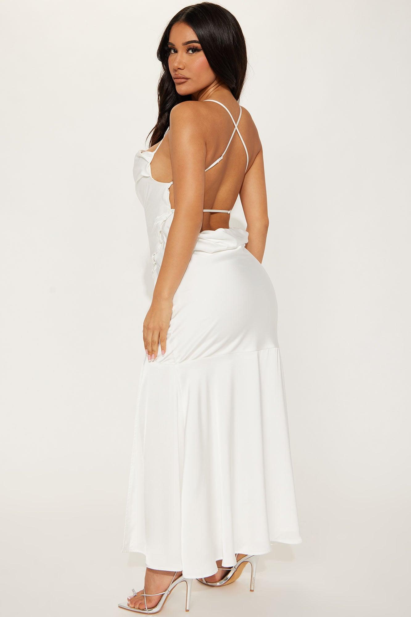 Julia Satin Maxi Dress - White Product Image