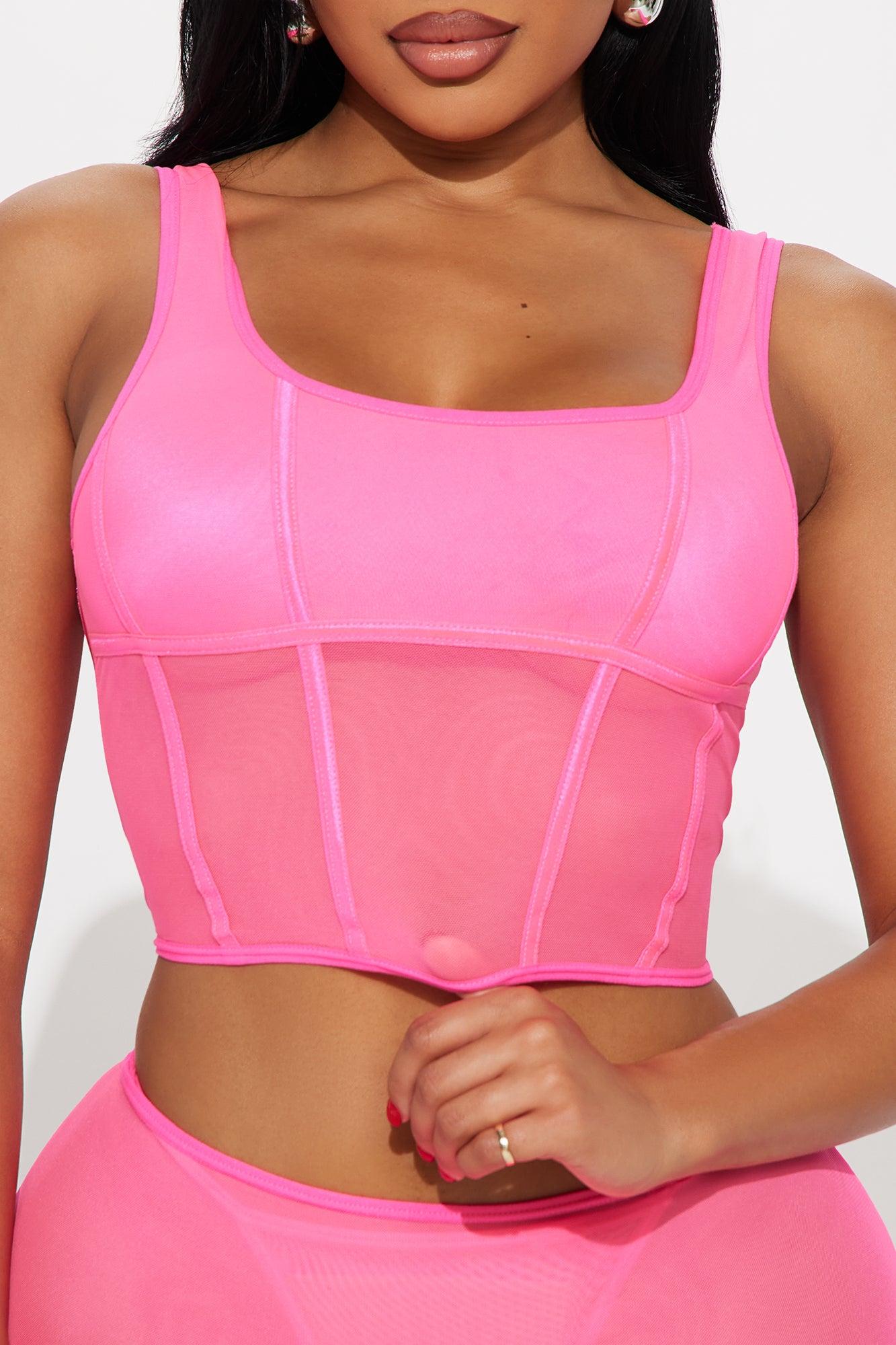 Is That Sweet Mesh Corset 3 Piece Set - Hot Pink Female Product Image
