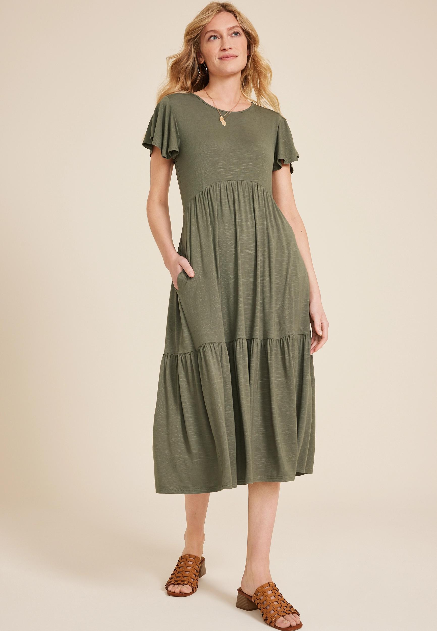 24/7 Flutter Sleeve Midi Dress Product Image