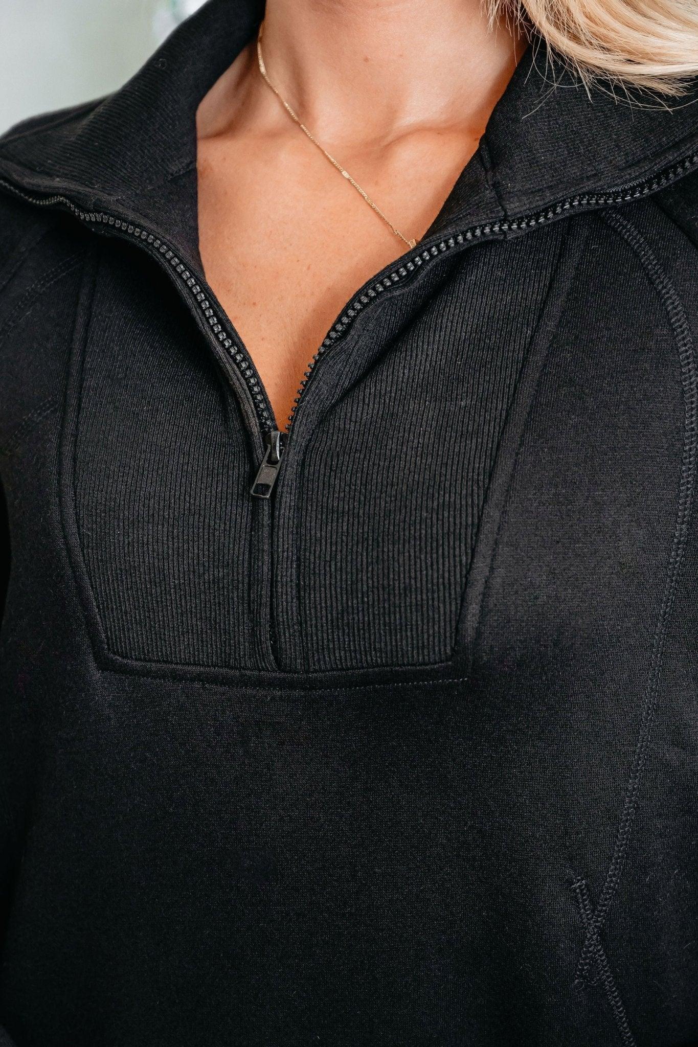 Comfort Lounge Black Half Zip Sweatshirt - FINAL SALE Product Image
