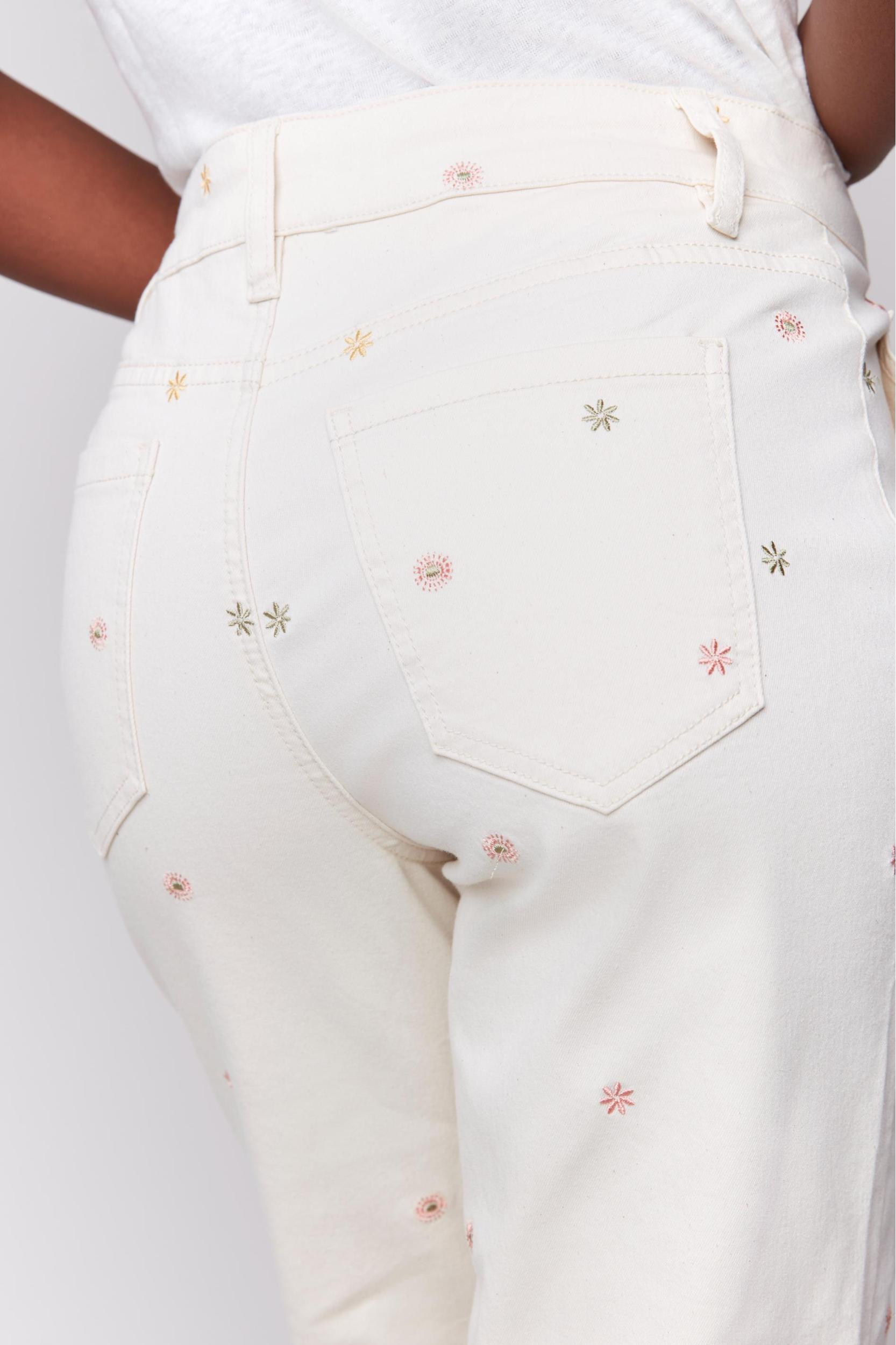 White Flower Embroidered Pocket Pant Product Image