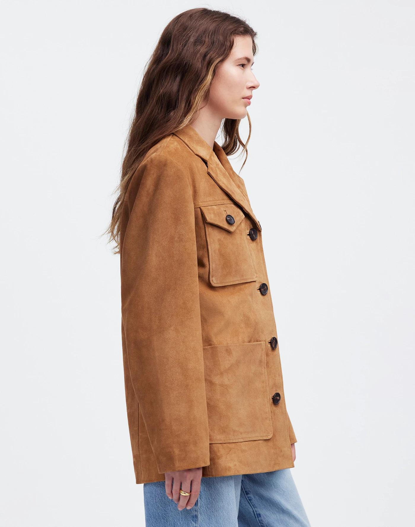 Long Chore Blazer in Suede Product Image