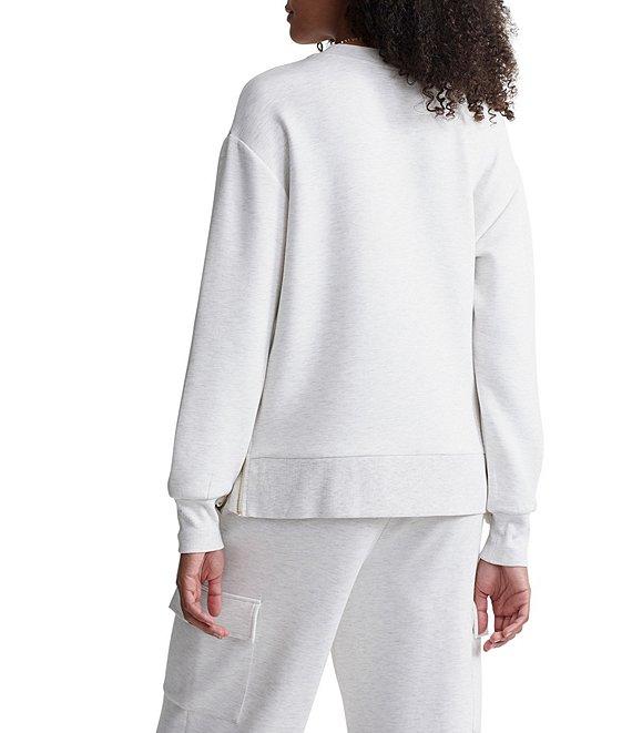 Varley Gabriella DoubleSoft® Knit Crew Neck Long Sleeve Zip Side Pullover Sweatshirt Product Image