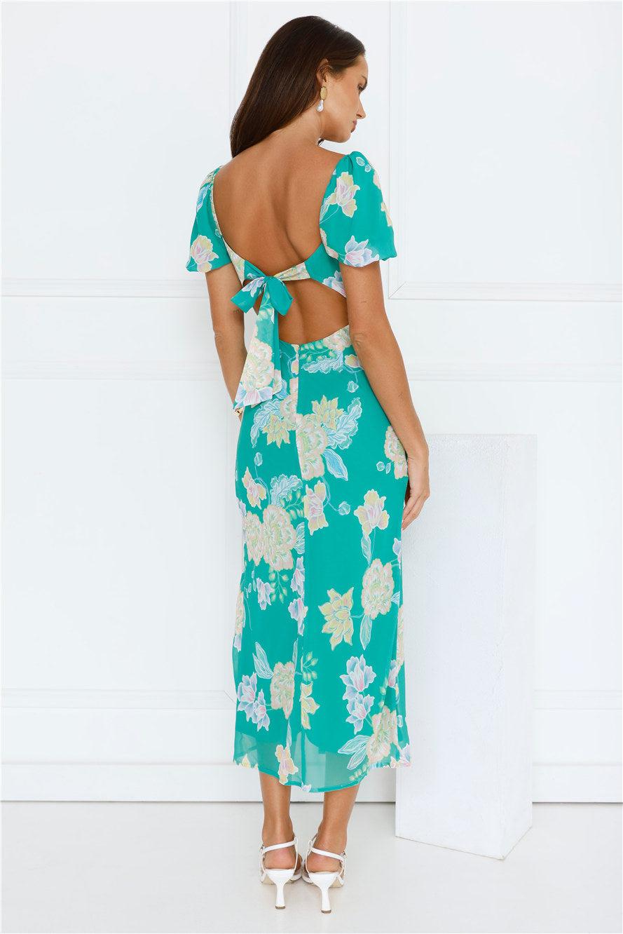 Floral Vines Midi Dress Green Product Image