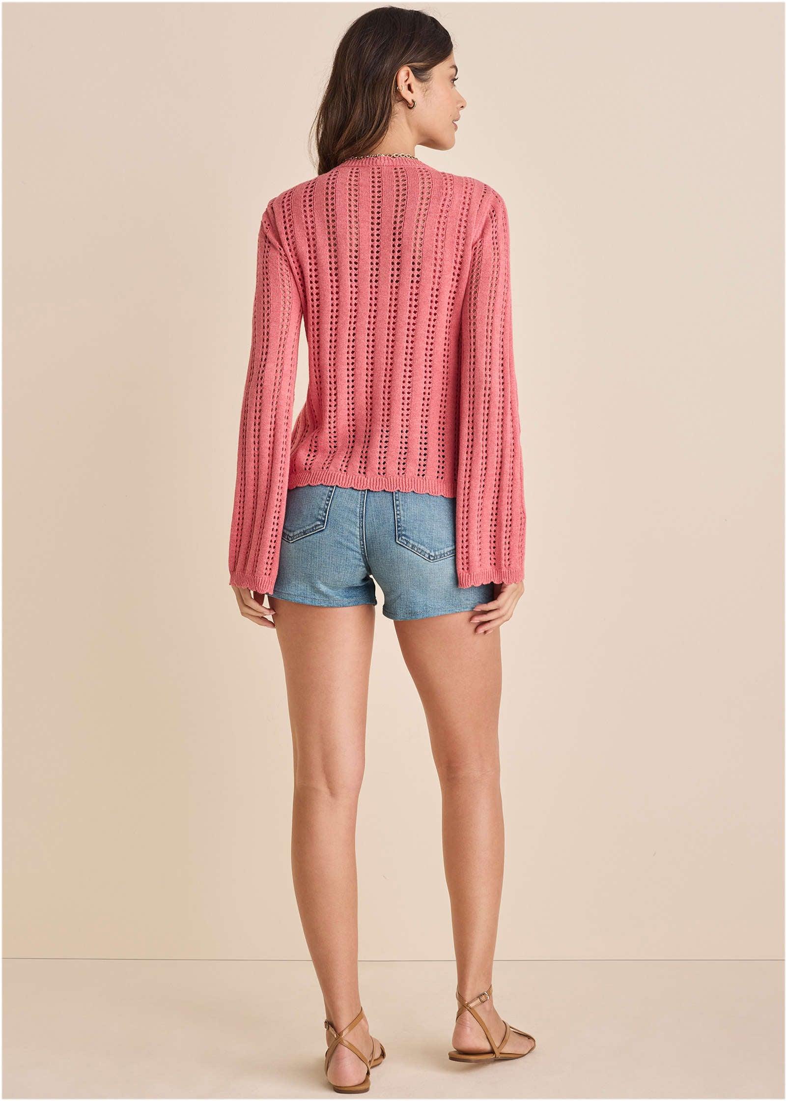 Pointelle Bell Cardigan - Paradise Pink Product Image