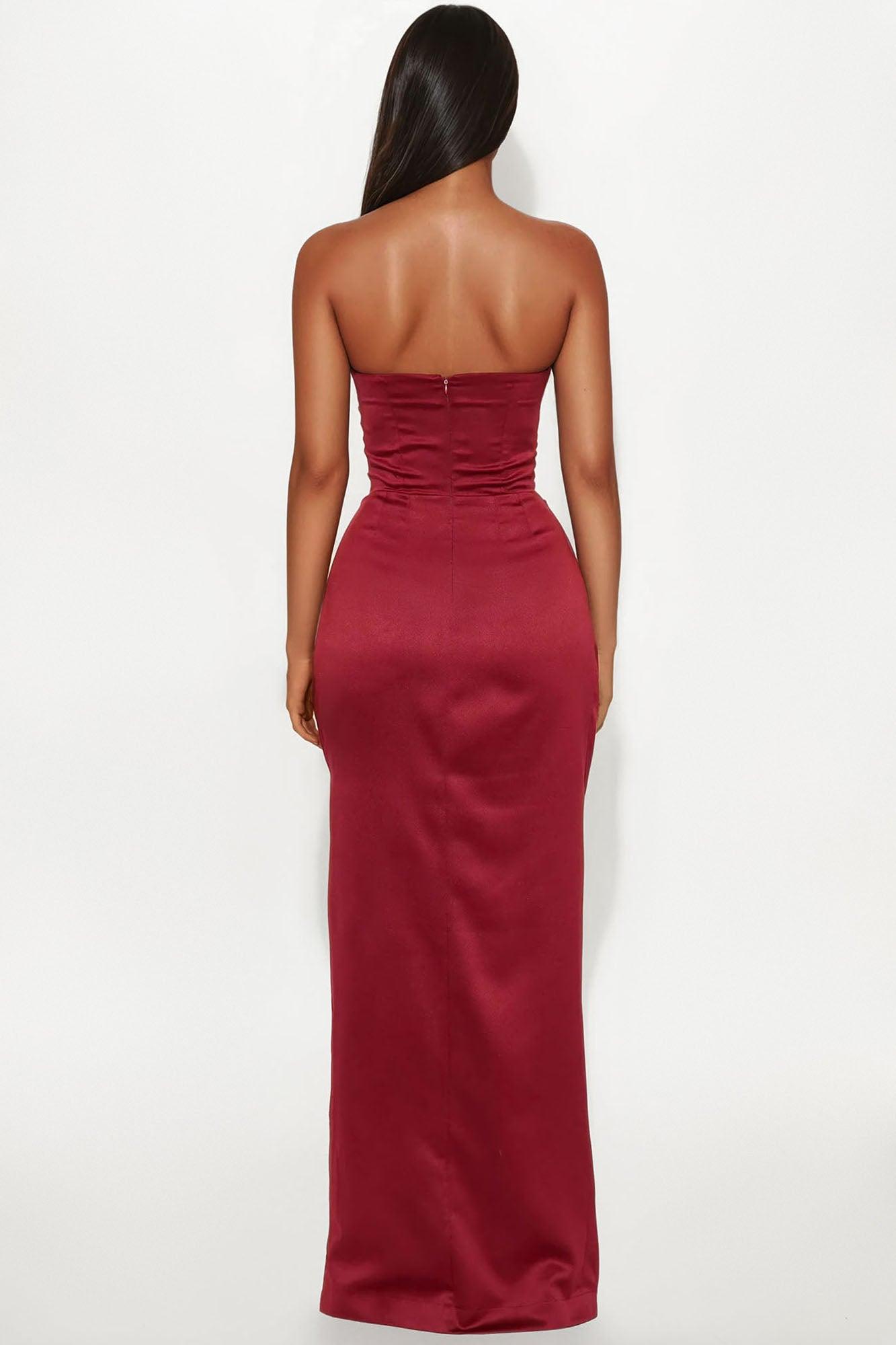 Satin Heart Maxi Dress - Wine Female Product Image