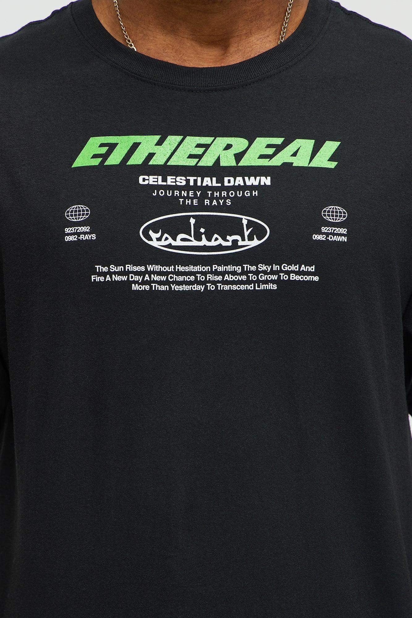 Ethereal Celestial Dawn Short Sleeve Tee - Black Male Product Image