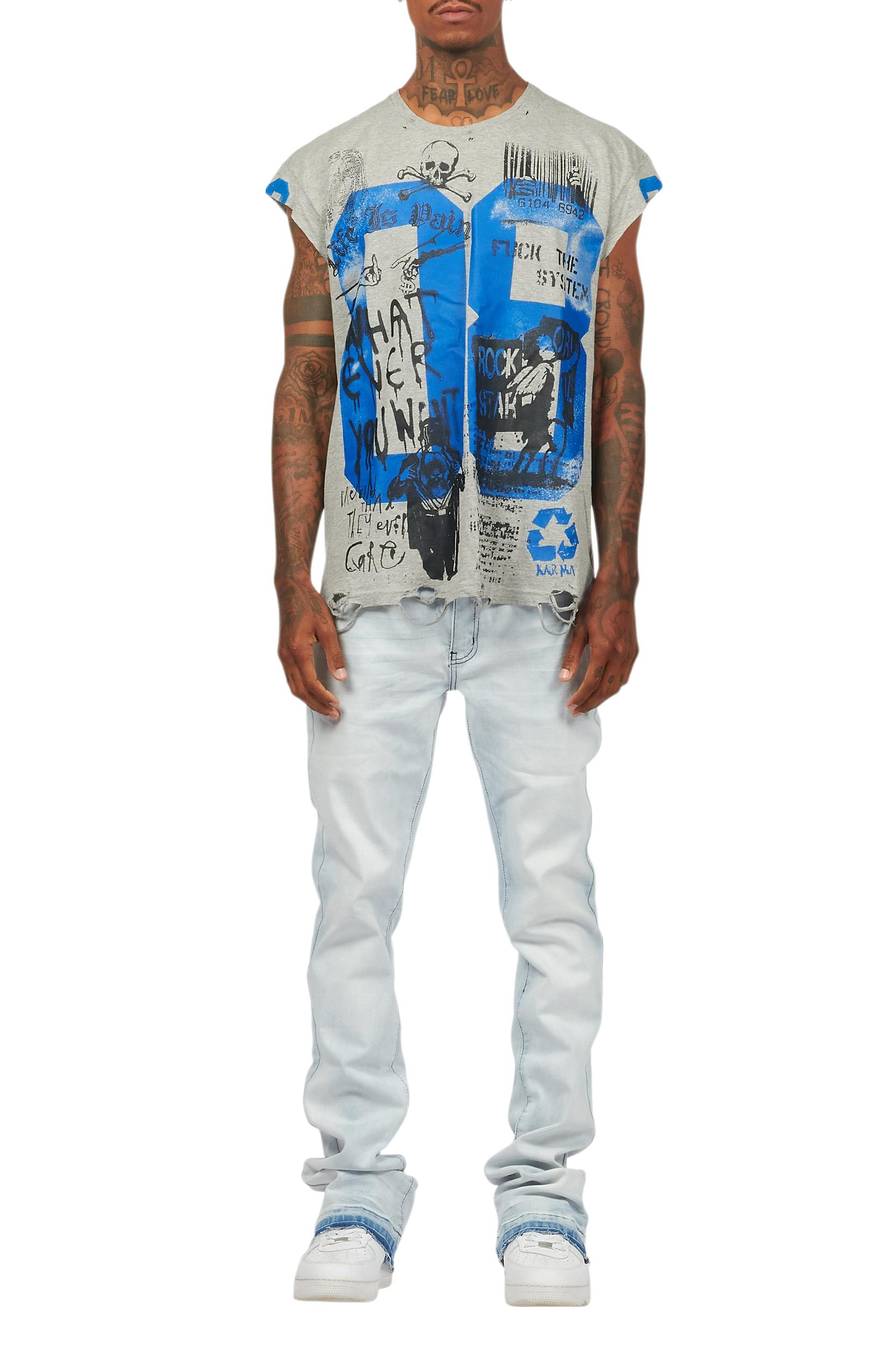 Grill Heather Grey Graphic Muscle T-Shirt Male Product Image