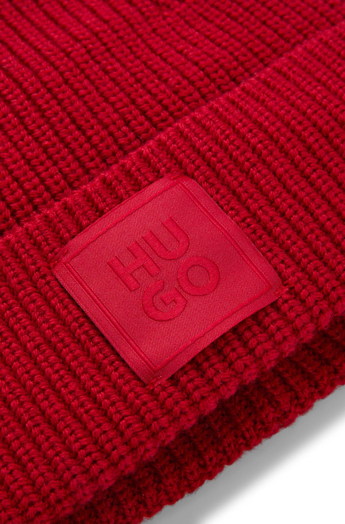 Wool-blend beanie hat with logo label Product Image
