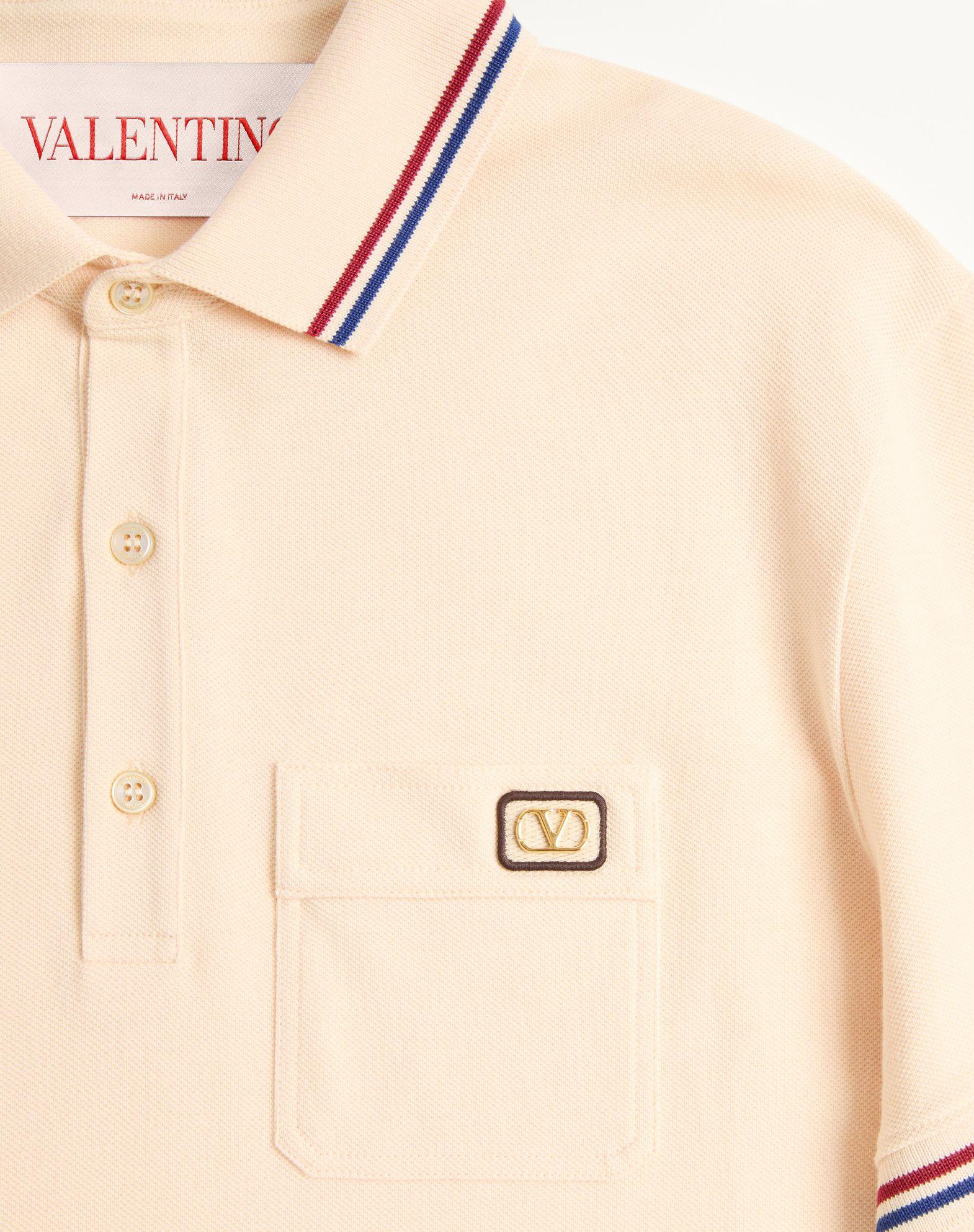Cotton Piqué Polo Shirt With Vlogo Patch Product Image