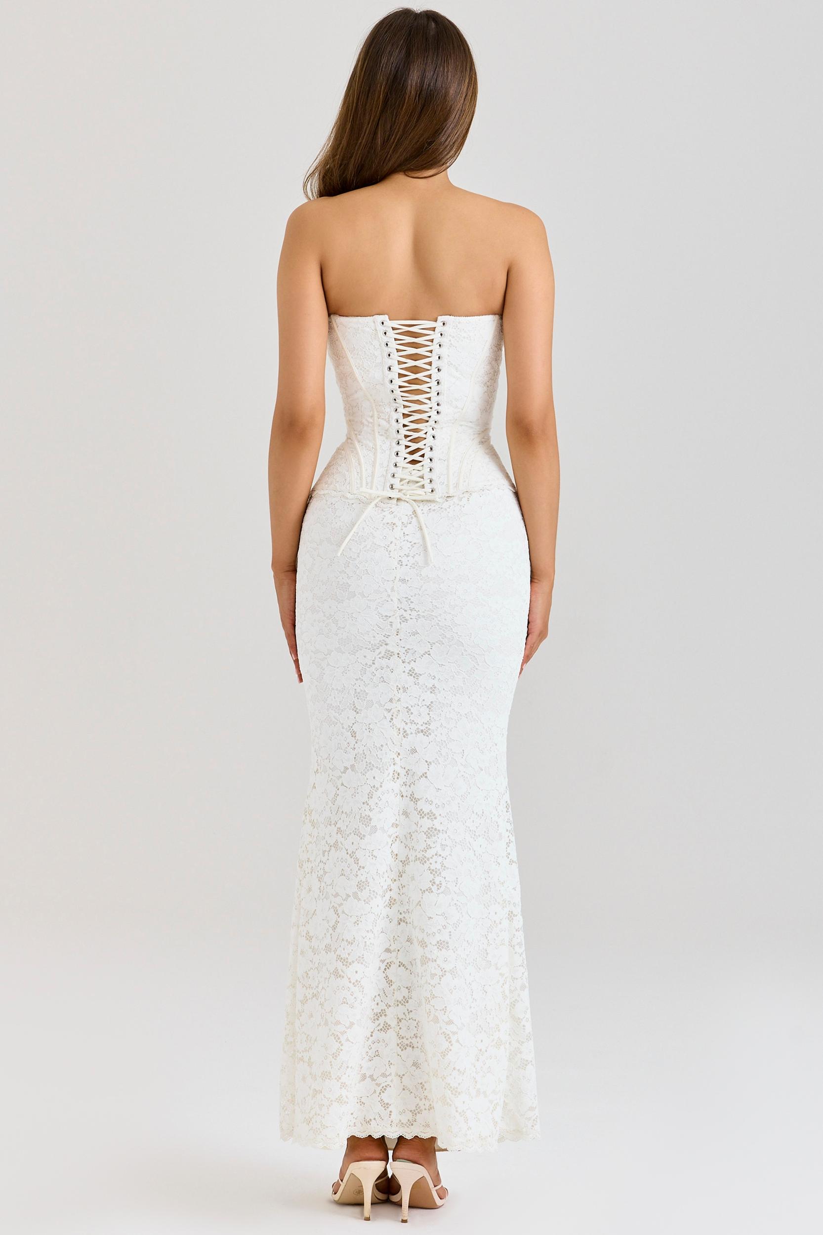Solaine  ivory lace corset maxi dress Product Image