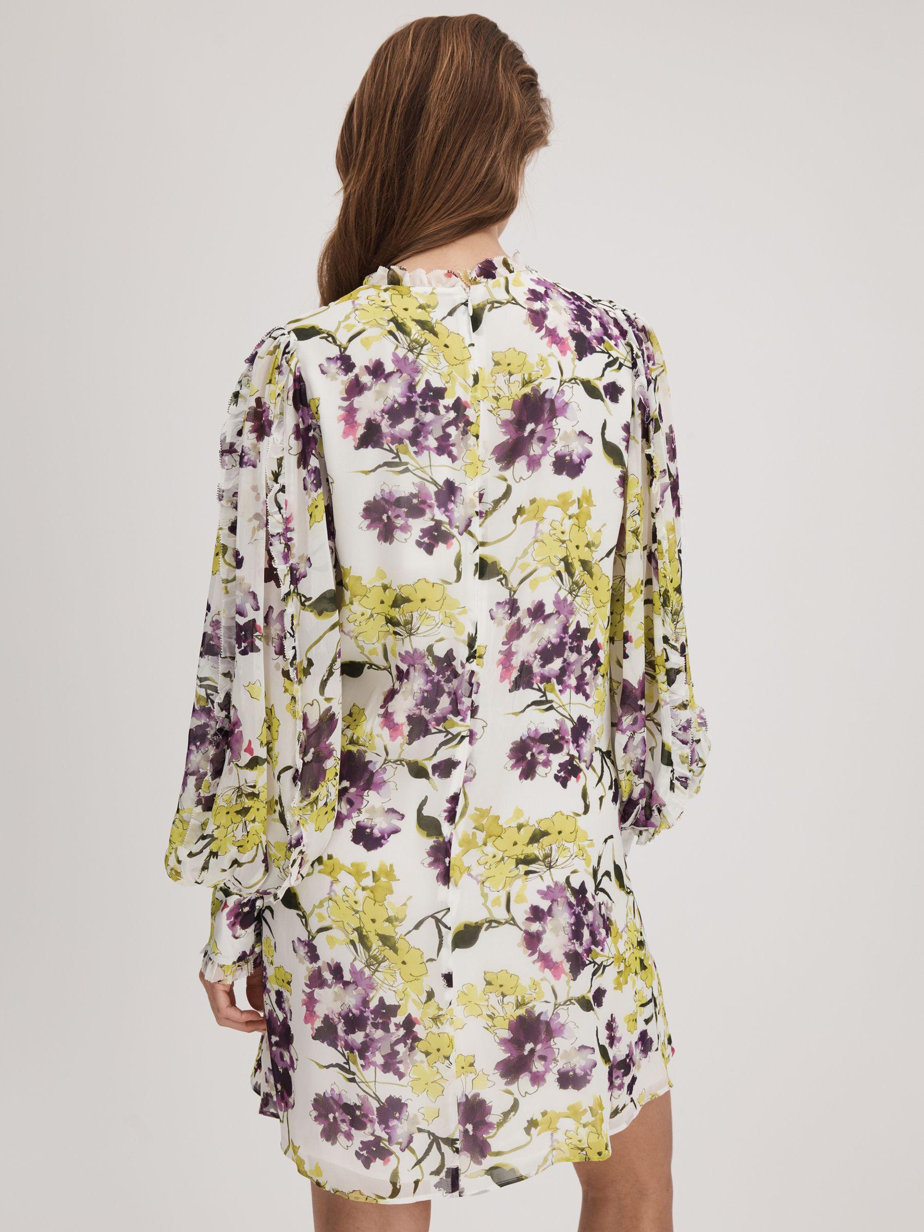 Florere Printed Blouson Sleeve Mini Dress in Ivory/Multi Product Image