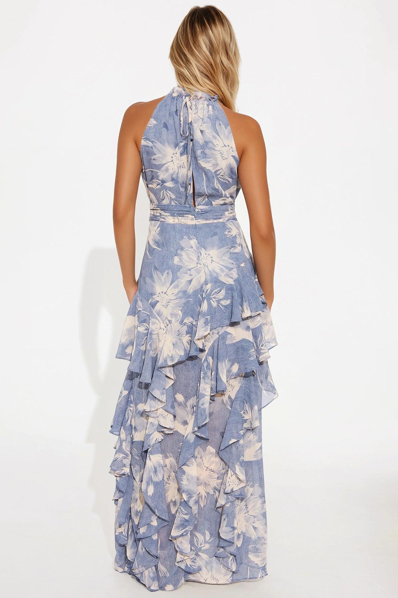 Ingrid Chiffon Maxi Dress - Blue/combo Product Image