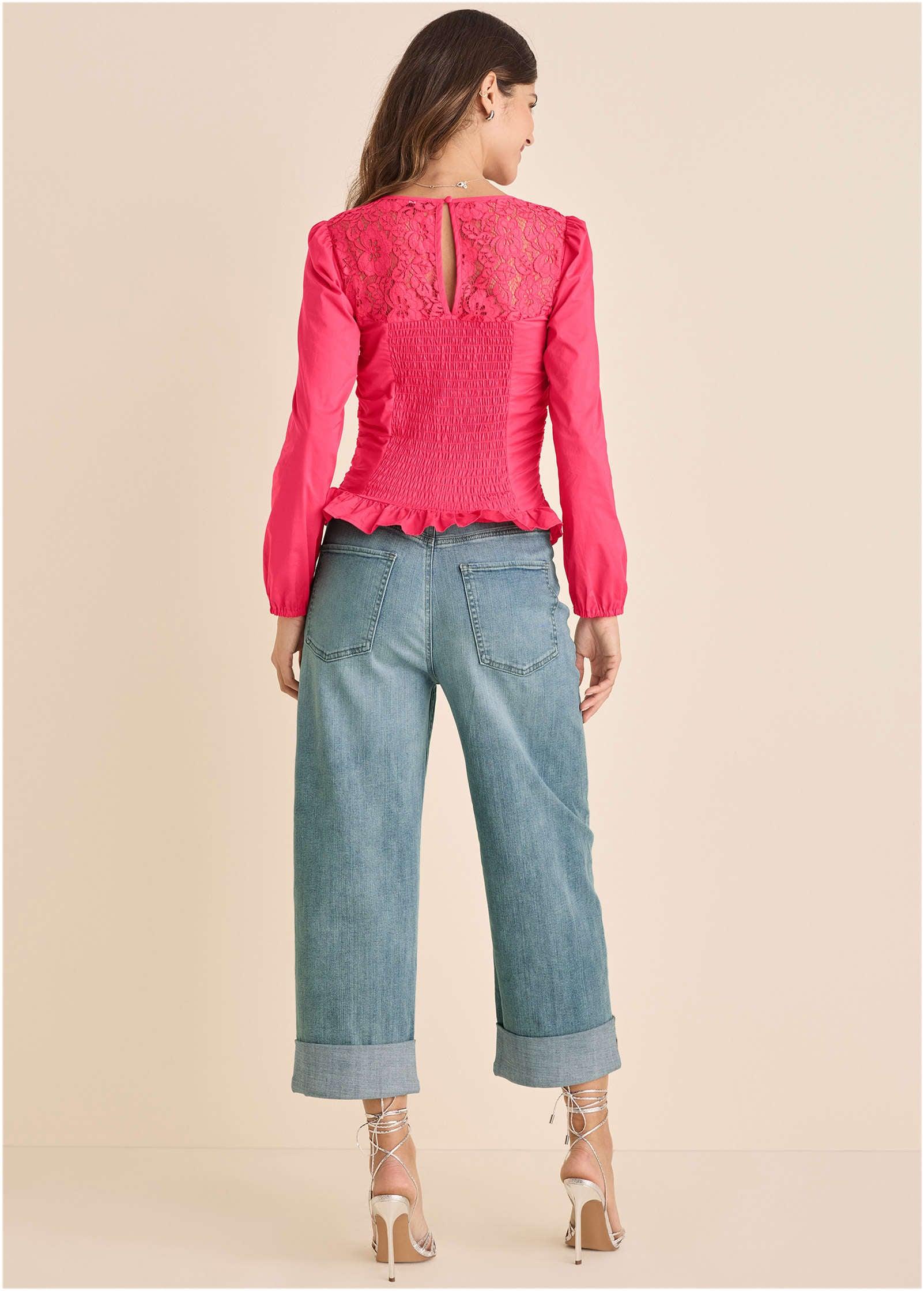 Lacquared Lace Long Sleeve - Azalea Product Image